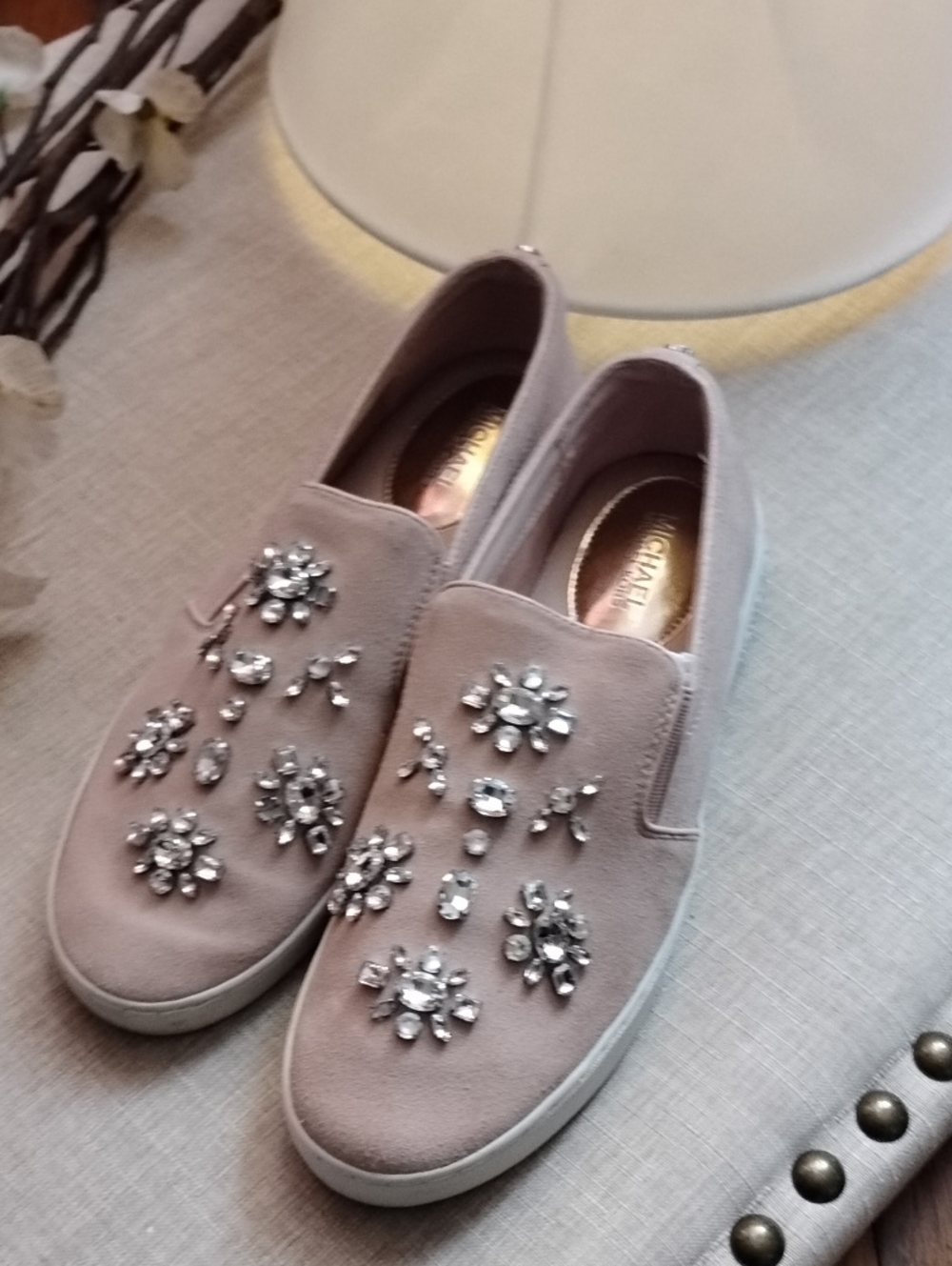 Michael Kors Keaton Rhinestone embellished slide-on Sneakers. Size 9. - Picture 13 of 14